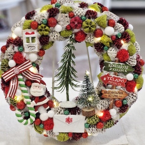 Mikulás és cukorkabotja karácsonyi ajtódísz - Meska.hu