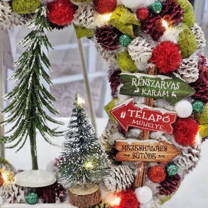 Mikulás és cukorkabotja karácsonyi ajtódísz - karácsony - karácsonyi lakásdekoráció - karácsonyi ajtódíszek - Meska.hu