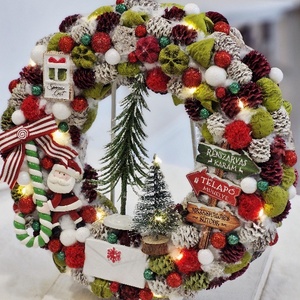 Mikulás és cukorkabotja karácsonyi ajtódísz - karácsony - karácsonyi lakásdekoráció - karácsonyi ajtódíszek - Meska.hu