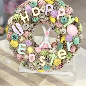 Happy Easter húsvéti ajtódísz , Ünnepi díszek, dekorációk, Húsvéti díszek és dekorációk, Húsvéti ajtódísz, kopogtató, , MESKA