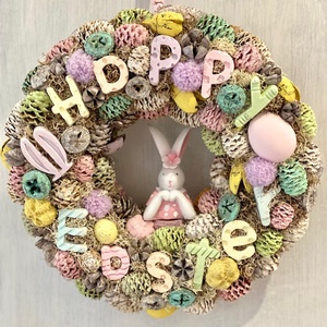 Happy Easter húsvéti ajtódísz  - ünnepi díszek, dekorációk - húsvéti díszek és dekorációk - húsvéti ajtódísz, kopogtató - Meska.hu