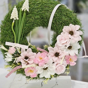 Műfüves gyöngyikés tavaszi ajtódísz , Otthon & Életmód, Dekoráció, Ajtó- és ablak dekoráció, Ajtódísz & Kopogtató, Virágkötés, MESKA