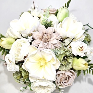 Barna tál magnóliás tavaszi asztaldísz  - otthon & életmód - dekoráció - asztal és polc dekoráció - asztaldísz - Meska.hu