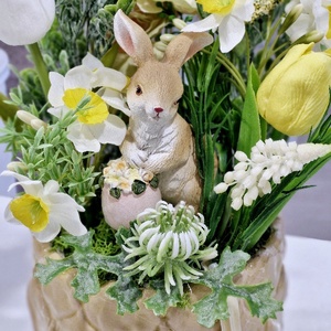 Sárga nyuszkós tavaszi asztaldísz  - ünnepi díszek, dekorációk - húsvéti díszek és dekorációk - húsvéti asztaldíszek - Meska.hu