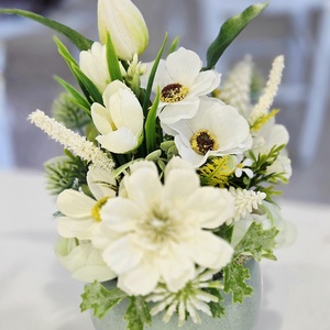 Menta kaspós tulipános tavaszi asztaldísz  - otthon & életmód - dekoráció - asztal és polc dekoráció - asztaldísz - Meska.hu