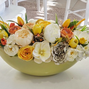 Óriás zöld csónak tulipános tavaszi asztaldísz  - otthon & életmód - dekoráció - asztal és polc dekoráció - asztaldísz - Meska.hu