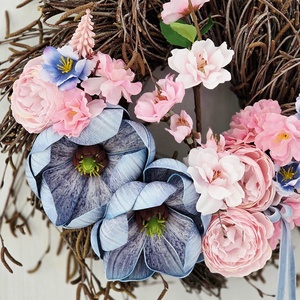 Ágas-bogas kék magnóliás tavaszi ajtódísz  - otthon & életmód - dekoráció - ajtó- és ablak dekoráció - ajtódísz & kopogtató - Meska.hu