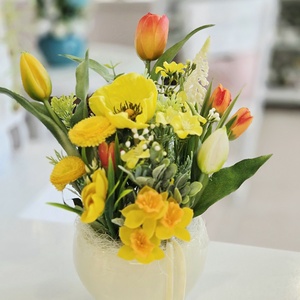 Vanília kaspós tavaszi frissesség tulipános tavaszi asztaldísz - otthon & életmód - dekoráció - asztal és polc dekoráció - asztaldísz - Meska.hu