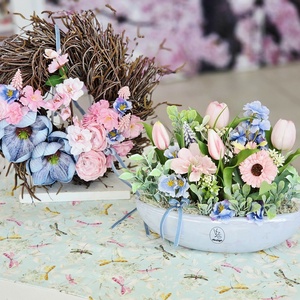 Vzs desing kék csónakos tavaszi asztaldísz - otthon & életmód - dekoráció - asztal és polc dekoráció - asztaldísz - Meska.hu