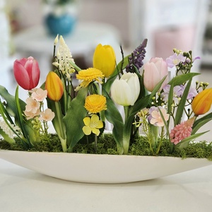 Fehér kerámia csónakos színes tavaszi asztaldísz - otthon & életmód - dekoráció - asztal és polc dekoráció - asztaldísz - Meska.hu