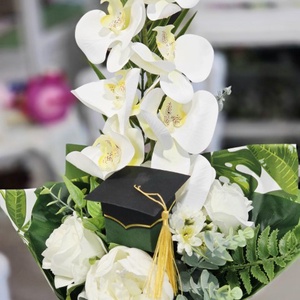 Fehér orchideás trópusi ballagási csokor  - otthon & életmód - virágdekoráció - virágok - virágcsokor - Meska.hu