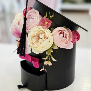 Fekete fiókos kalapos doboz - pink - otthon & életmód - virágdekoráció - virágok - virágcsokor - Meska.hu