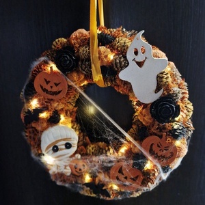 Múmia világítós halloweeni ajtódísz  - otthon & életmód - dekoráció - halloween - halloweeni ajtódíszek és ablakdíszek - Meska.hu