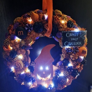 Tökfej csokit vagy csalunk halloweeni ajtódísz  - otthon & életmód - dekoráció - halloween - halloweeni ajtódíszek és ablakdíszek - Meska.hu