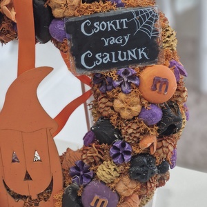 Tökfej csokit vagy csalunk halloweeni ajtódísz  - otthon & életmód - dekoráció - halloween - halloweeni ajtódíszek és ablakdíszek - Meska.hu