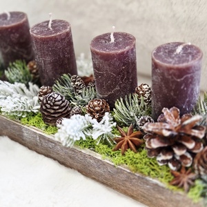 Temészetes barna adventi asztaldísz  - karácsony - adventi díszek - adventi koszorú - Meska.hu