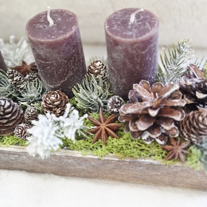 Temészetes barna adventi asztaldísz  - karácsony - adventi díszek - adventi koszorú - Meska.hu