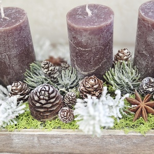 Temészetes barna adventi asztaldísz  - karácsony - adventi díszek - adventi koszorú - Meska.hu