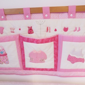 Zsebes tároló kiságyra, Otthon & Életmód, Babaszoba, gyerekszoba, Szett kiságyba, Patchwork, foltvarrás, MESKA