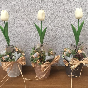 Tulipános  asztaldísz vödörben - otthon & életmód - dekoráció - Meska.hu