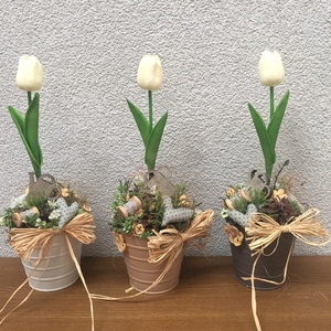Tulipános  asztaldísz vödörben - otthon & életmód - dekoráció - Meska.hu