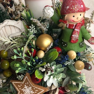 Karácsonyi asztaldísz piros dobozban - karácsony - adventi díszek - adventi asztaldísz - Meska.hu