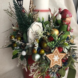 Karácsonyi asztaldísz piros dobozban - karácsony - adventi díszek - adventi asztaldísz - Meska.hu