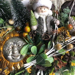 Karácsonyos asztaldekor fonott kosarkaban - karácsony - adventi díszek - adventi asztaldísz - Meska.hu