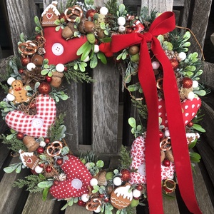 Karácsonyi ajtódísz vidéki hangulatban, Karácsony, Karácsonyi lakásdekoráció, Karácsonyi ajtódíszek, Virágkötés, Varrás, MESKA