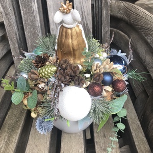 Karácsonyi asztaldísz egérkirállyal - karácsony - karácsonyi lakásdekoráció - ünnepi asztaldekoráció - Meska.hu