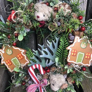 Karácsonyi ajtódísz macikkal, mézikkel - Meska.hu