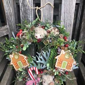 Karácsonyi ajtódísz macikkal, mézikkel - karácsony - karácsonyi lakásdekoráció - karácsonyi ajtódíszek - Meska.hu