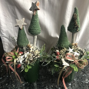 Karácsonyi asztaldíszek zöldben - karácsony - karácsonyi lakásdekoráció - ünnepi asztaldekoráció - Meska.hu