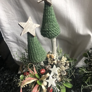 Karácsonyi asztaldíszek zöldben - karácsony - karácsonyi lakásdekoráció - ünnepi asztaldekoráció - Meska.hu