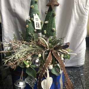 Karácsonyi asztaldísz zöld erdőben - karácsony - karácsonyi lakásdekoráció - ünnepi asztaldekoráció - Meska.hu