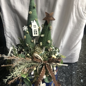 Karácsonyi asztaldísz zöld erdőben - Meska.hu