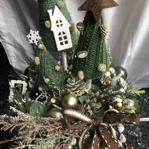 Karácsonyi asztaldísz zöld erdőben - karácsony - karácsonyi lakásdekoráció - ünnepi asztaldekoráció - Meska.hu