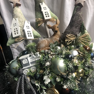 Karácsonyi asztaldísz ovális tálban - Meska.hu