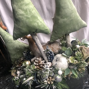 Karácsonyi asztaldísz ovális tálban - karácsony - karácsonyi lakásdekoráció - ünnepi asztaldekoráció - Meska.hu