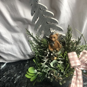 Karácsonyi asztaldísz kis fém vödörben maci királyfi - karácsony - karácsonyi lakásdekoráció - ünnepi asztaldekoráció - Meska.hu