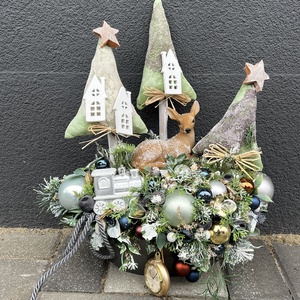 Karácsonyi asztaldísz ovális tálban - karácsony - karácsonyi lakásdekoráció - ünnepi asztaldekoráció - Meska.hu