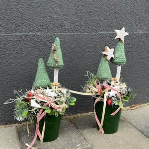 Karácsonyi asztaldíszek zöldben - karácsony - karácsonyi lakásdekoráció - ünnepi asztaldekoráció - Meska.hu