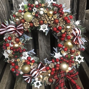 Karácsonyi ajtókopogtató kicsit retrosan - karácsony - karácsonyi lakásdekoráció - karácsonyi ajtódíszek - Meska.hu