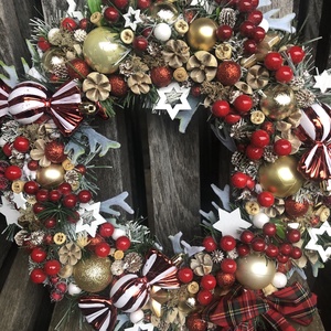 Karácsonyi ajtókopogtató kicsit retrosan - karácsony - karácsonyi lakásdekoráció - karácsonyi ajtódíszek - Meska.hu