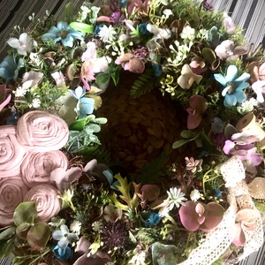 Virágos ajtódísz, Otthon & Életmód, Dekoráció, Ajtó- és ablak dekoráció, Ajtódísz & Kopogtató, Virágkötés, MESKA