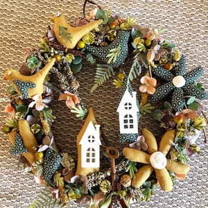 Ajtódísz textil díszekkel - Meska.hu