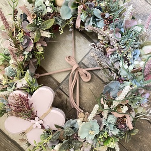 Ajtódísz fa virággal , Otthon & Életmód, Dekoráció, Ajtó- és ablak dekoráció, Ajtódísz & Kopogtató, Virágkötés, MESKA