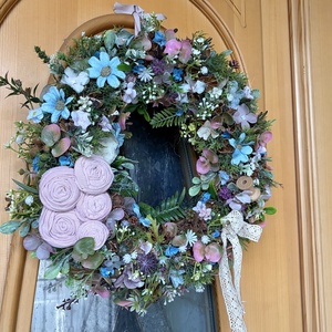 Ajtódísz kisvirágokkal, Otthon & Életmód, Dekoráció, Ajtó- és ablak dekoráció, Ajtódísz & Kopogtató, Virágkötés, MESKA