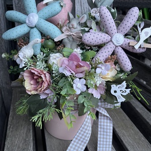 Asztaldísz tavaszi nyuszival, libával - otthon & életmód - dekoráció - asztal és polc dekoráció - asztaldísz - Meska.hu