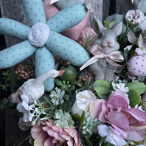 Asztaldísz tavaszi nyuszival, libával - otthon & életmód - dekoráció - asztal és polc dekoráció - asztaldísz - Meska.hu